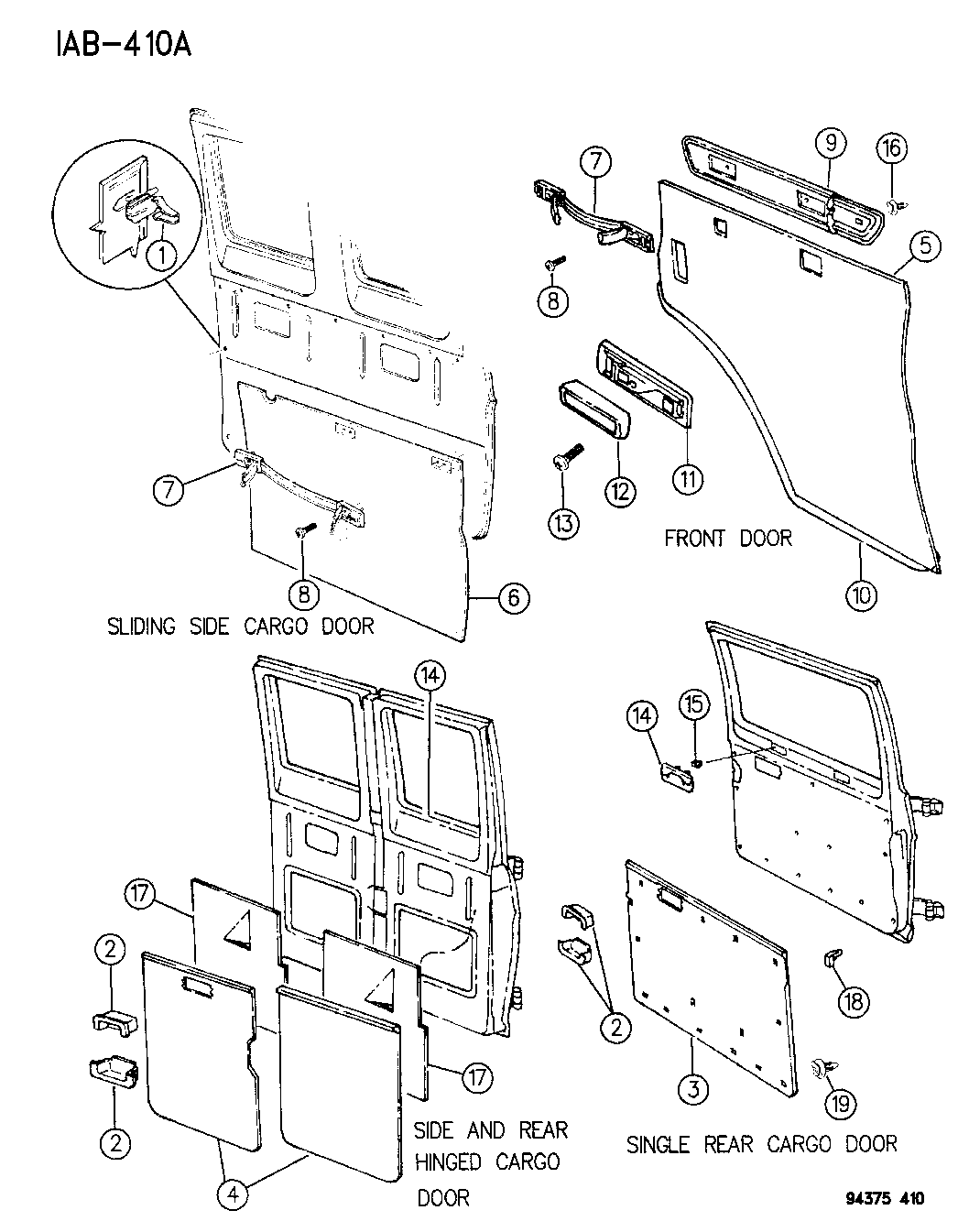 1996 Dodge Ram Van Panel - Door Trim Front And Cargo