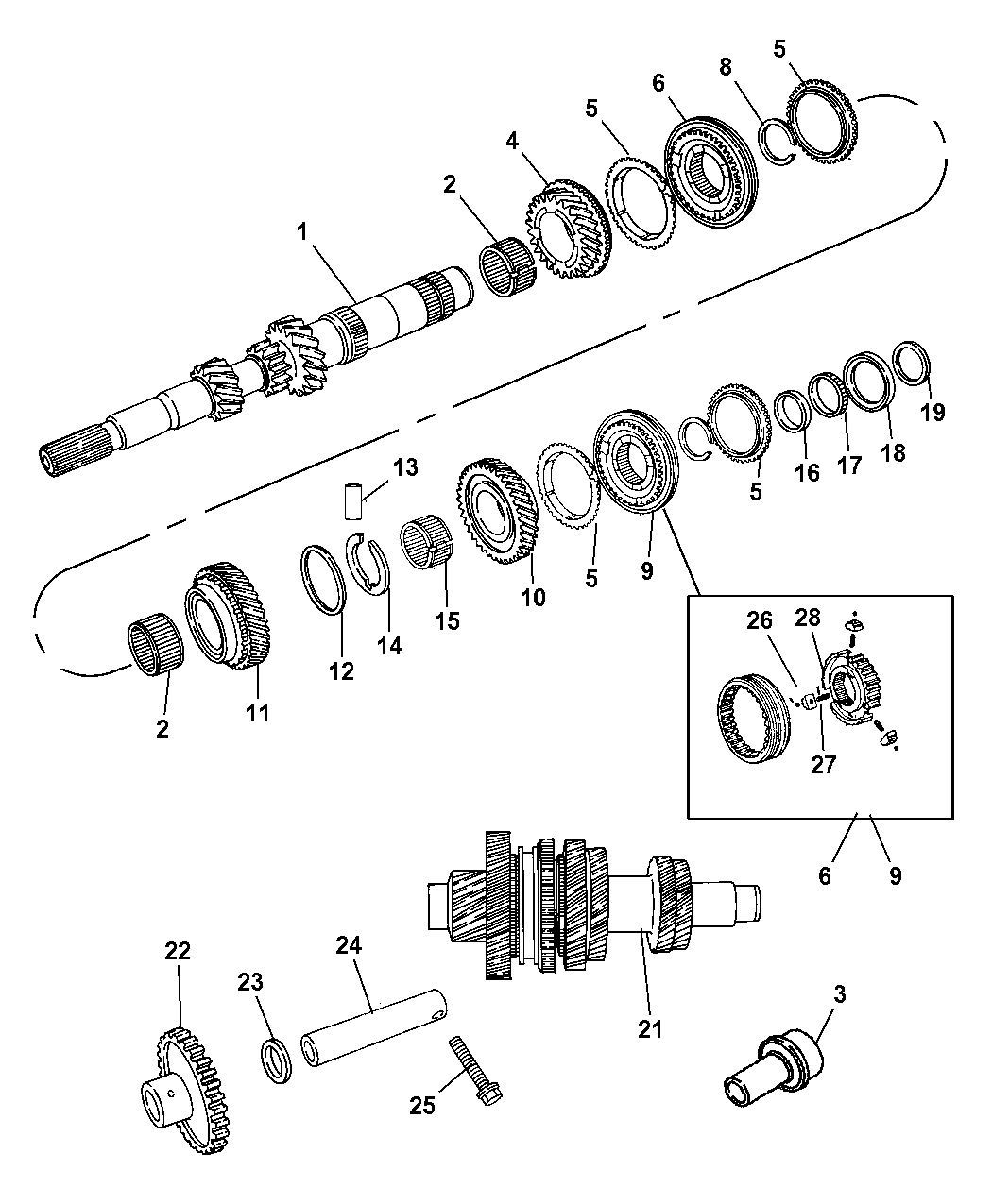 2004 Chrysler PT Cruiser Gear Train of Manual Transmission