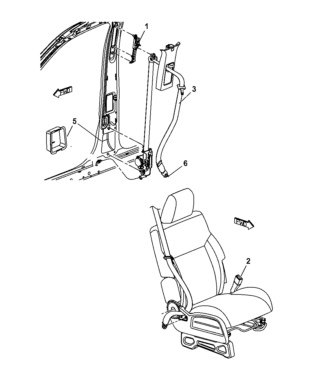 5KJ641J8AB - Genuine Dodge *SEATBELT-FRONTINNER