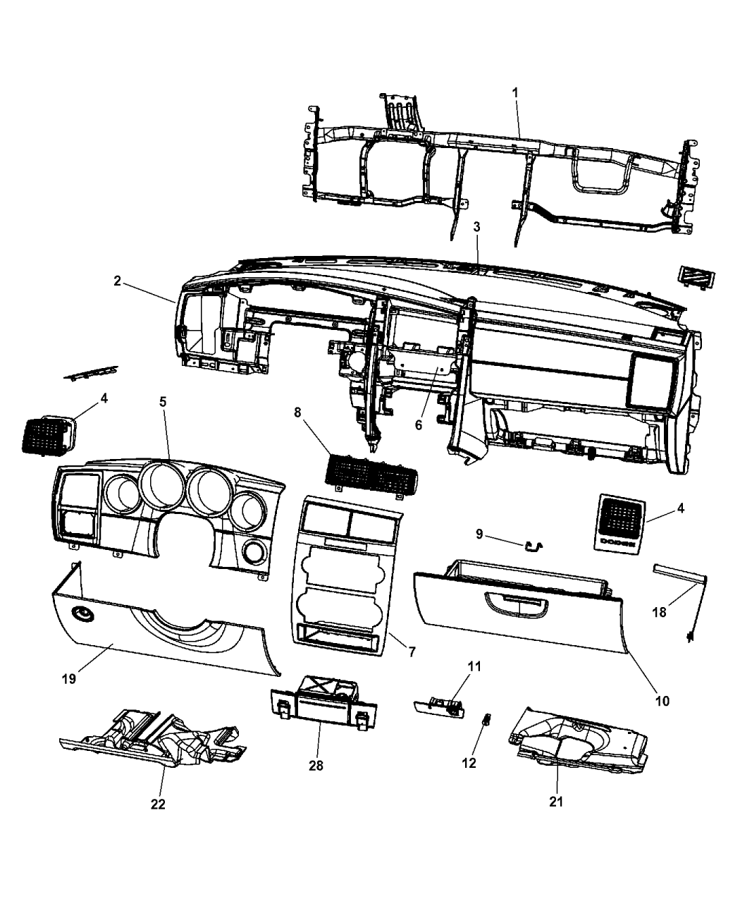 2010 Dodge Charger Instrument Panel Of Interior Trim