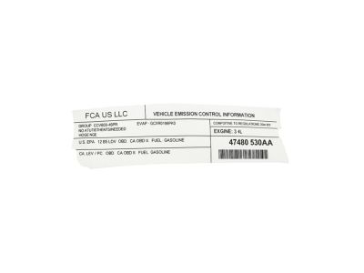 47480530AA Mopar Label-Vehicle Emission Control In Product Photo 3 of 3