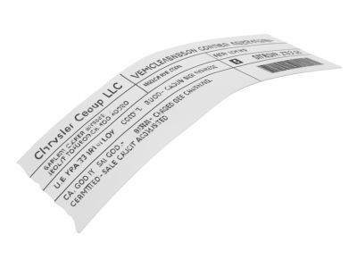 Mopar 47480137AA Label-Vehicle Emission Control In 47480137AA Mopar Label-Vehicle Emission Control In Product Photo 1 of 3