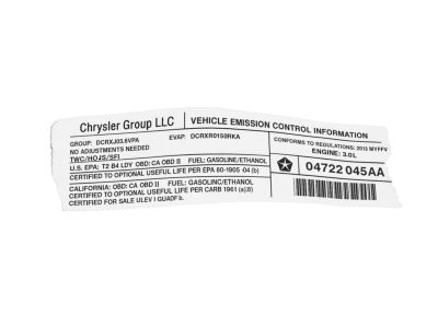 Mopar 4722045AA Label-VECI Label 4722045AA Mopar Label-VECI Label Product Photo 1 of 3