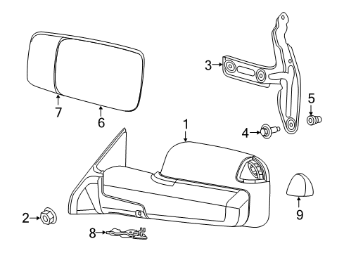 Mopar 68582424AA OUTSIDE REARVIEW