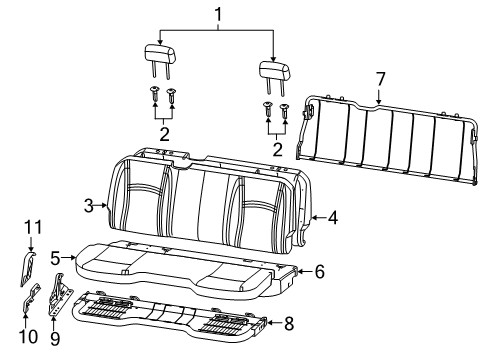 2021 Ram 3500 Rear Seat Components Diagram 1