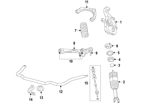 2022 Ram 1500 Classic Suspension Components, Lower Control Arm, Upper Control Arm, Stabilizer Bar Diagram