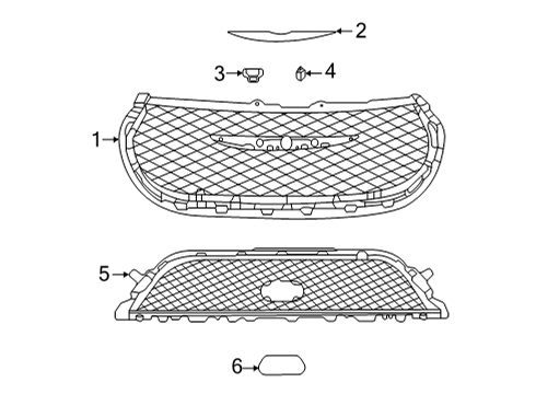 2022 Chrysler Pacifica Grille & Components Diagram 1