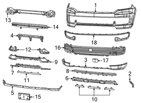 2023 Jeep Wagoneer BUMPER-FRONT Diagram for 68419177AD