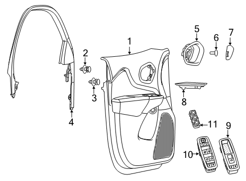 2022 Jeep Cherokee Interior Trim - Front Door Diagram