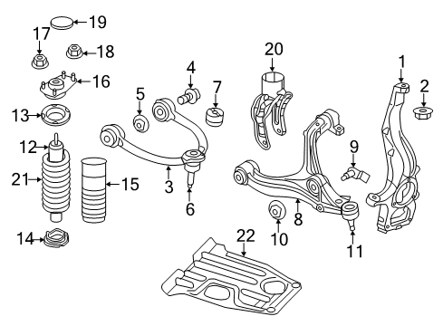 2022 Dodge Durango Front Suspension Components, Lower Control Arm, Upper Control Arm, Ride Control, Stabilizer Bar Diagram 2