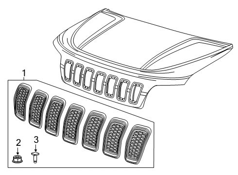 2022 Jeep Cherokee Grille & Components Diagram