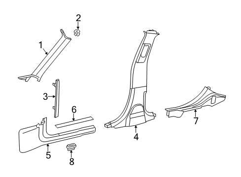 2023 Chrysler 300 Interior Trim - Pillars Diagram