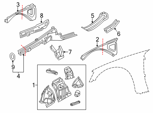 2023 Dodge Charger Structural Components & Rails Diagram