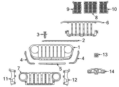 2023 Jeep Gladiator Grille & Components Diagram