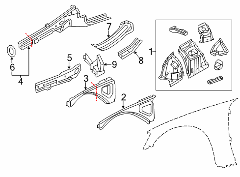 2021 Chrysler 300 Structural Components & Rails Diagram