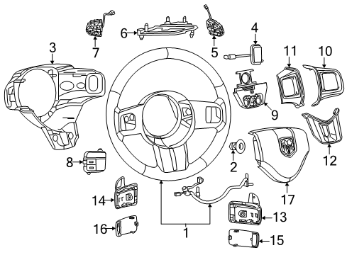 2023 Dodge Charger Steering Wheel & Trim Diagram 1