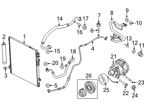 2023 Dodge Charger Condenser, Compressor & Lines Diagram 1