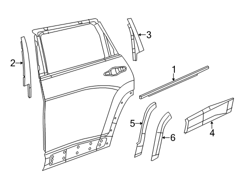 2022 Jeep Cherokee Exterior Trim - Rear Door Diagram