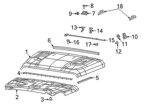 2023 Jeep Gladiator Hood & Components Diagram 1