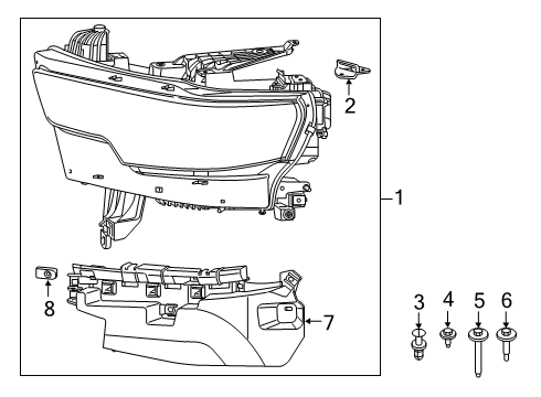 2024 Ram 1500 HEADLAMP Diagram for 68442528AE