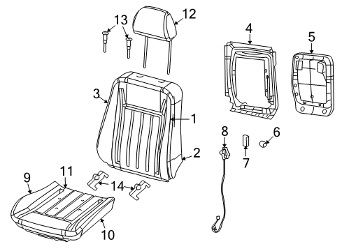 2023 Dodge Challenger Front Seat Components Diagram 3