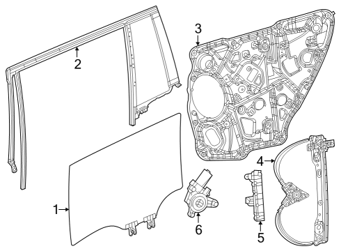 2022 Jeep Grand Cherokee Door Glass Run With Glass Diagram for 68439680AC