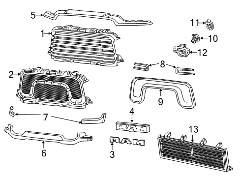 2021 Ram 2500 Grille-Radiator Diagram for 68531621AA