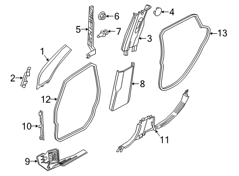 2021 Jeep Renegade Interior Trim - Pillars Diagram