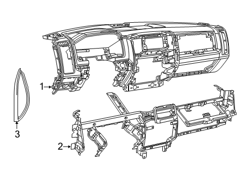 2021 Ram 2500 Cluster & Switches, Instrument Panel Diagram 1