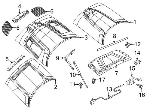 2023 Dodge Challenger Hood & Components Diagram 1