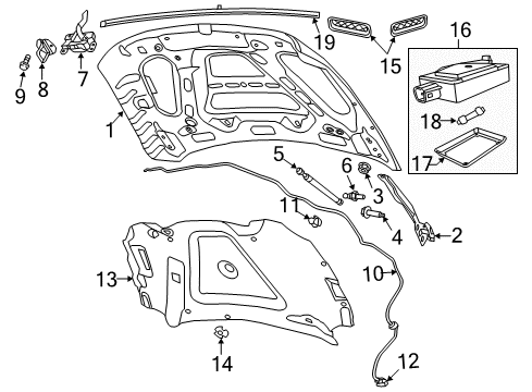 2023 Ram 1500 Classic Hood & Components Diagram