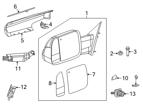 2022 Ram 2500 Outside Mirrors Diagram 1