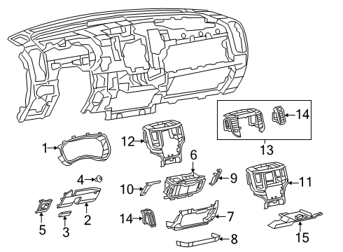 2022 Ram 1500 Cluster & Switches, Instrument Panel Diagram 3