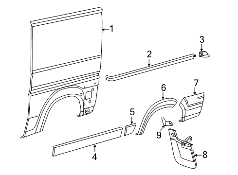 2022 Ram ProMaster 1500 Side Panel & Components, Exterior Trim Diagram 5