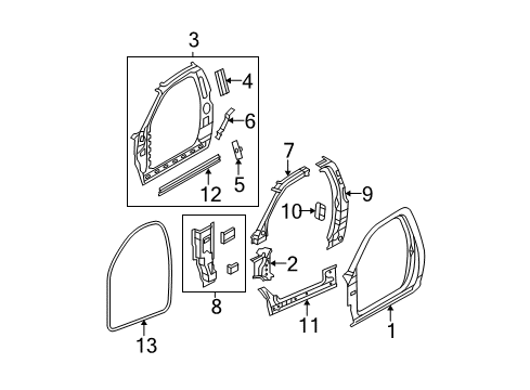 2009 Dodge Ram 1500 Panel-Body Side Aperture Outer Co Diagram for 68144983AC