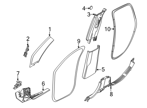 2023 Jeep Compass Interior Trim - Pillars Diagram