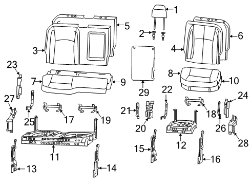 2022 Ram 2500 Rear Seat Components Diagram 3