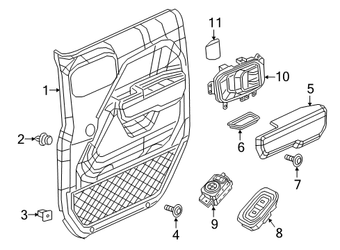 2021 Jeep Wrangler Armrest-Front Door Trim Diagram for 6RL55BDQAD