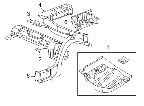 2023 Chrysler 300 Rear Floor & Rails Diagram