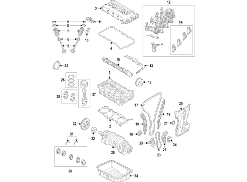 2022 Jeep Compass Engine Parts, Mounts, Cylinder Head & Valves, Camshaft & Timing, Variable Valve Timing, Oil Cooler, Oil Pan, Balance Shafts, Crankshaft & Bearings, Pistons, Rings & Bearings Diagram 2