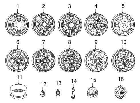 2022 Ram 3500 Wheels, Covers & Trim Diagram