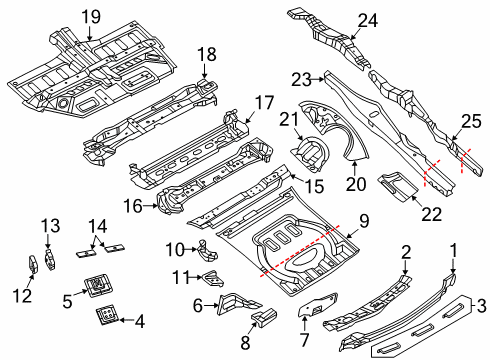 2022 Jeep Grand Cherokee WK Rear Floor & Rails Diagram