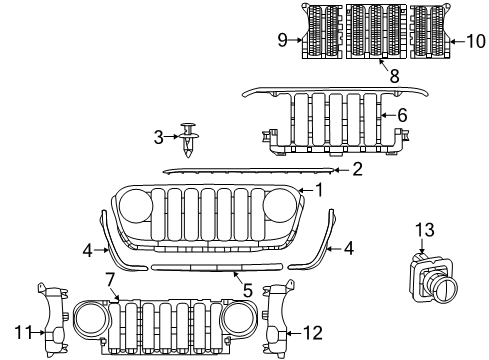 2021 Jeep Wrangler Grille-Texture Diagram for 6QN21RXFAC