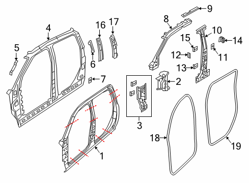 2023 Ram 3500 PANEL-BODY SIDE APERTURE INNER CO Diagram for 68605185AA