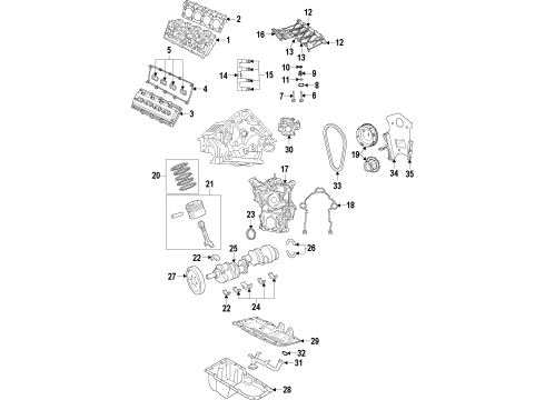 2022 Dodge Charger Engine Parts, Mounts, Cylinder Head & Valves, Camshaft & Timing, Variable Valve Timing, Oil Cooler, Oil Pan, Oil Pump, Adapter Housing, Crankshaft & Bearings, Pistons, Rings & Bearings Diagram 8