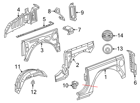 2024 Jeep Wrangler PANEL-WHEELHOUSE INNER Diagram for 68537272AA