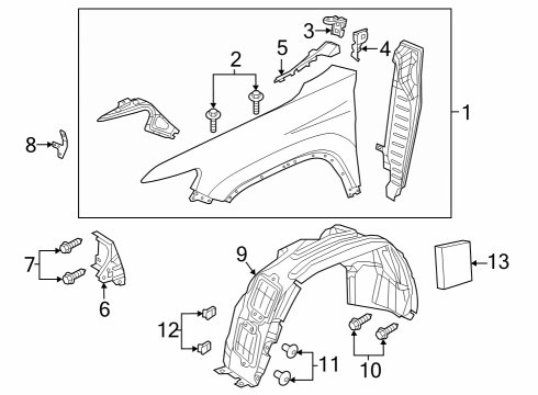 2023 Jeep Cherokee Fender & Components Diagram