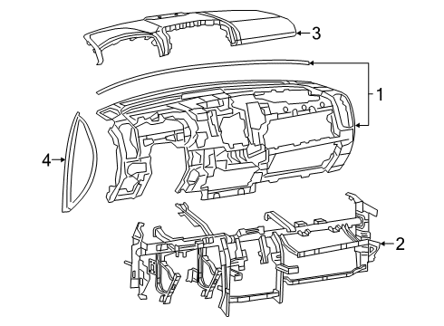 2022 Ram 1500 Cluster & Switches, Instrument Panel Diagram 1