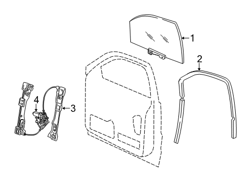 2022 Jeep Grand Cherokee WK Glass - Front Door Diagram