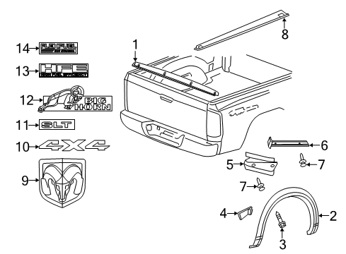 2023 Ram 1500 Classic Exterior Trim - Pick Up Box Diagram 3